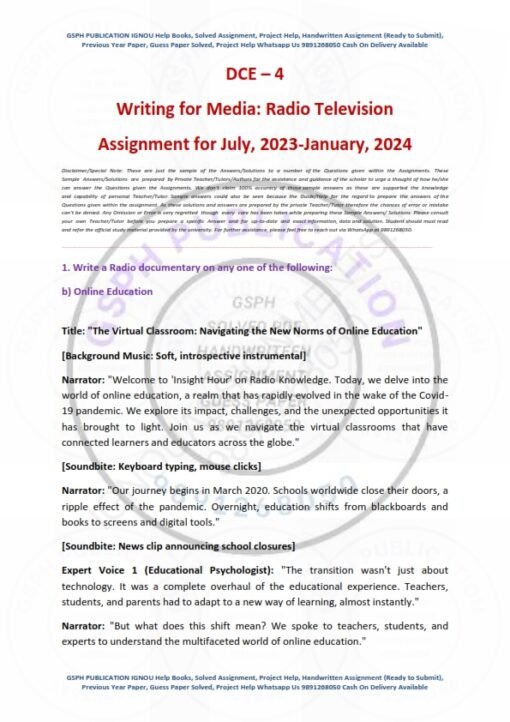 IGNOU DCE-04 Solved Assignment 2023-24 English Medium