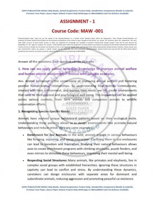 IGNOU MAW-001 Solved Assignment 2023-24 English Medium