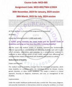 IGNOU MCD-005 Solved Assignment Jan & July 2024 English Medium
