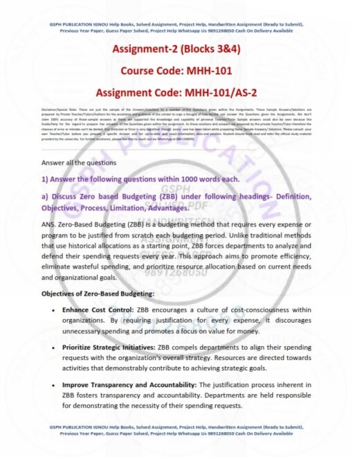 IGNOU MHH-101 AS-2 Solved Assignment 2024 English Medium