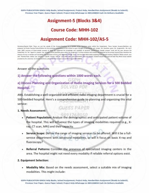 IGNOU MHH-102 AS-4 Solved Assignment 2024 English Medium