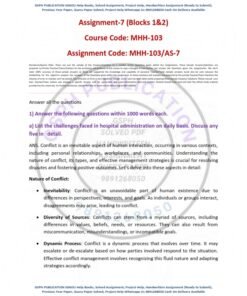 IGNOU MHH-103 AS-7 Solved Assignment 2024 English Medium
