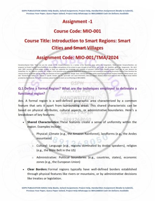 IGNOU MIO-001 Solved Assignment Jan & July 2024 English Medium