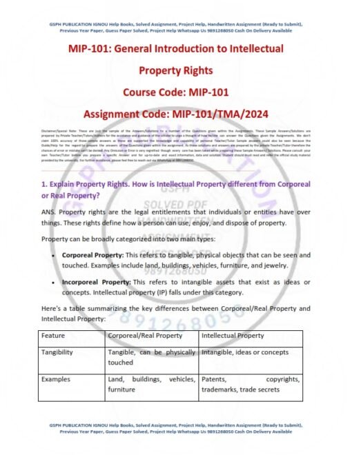 IGNOU MIP-101 Solved Assignment Jan & July 2024 English Medium