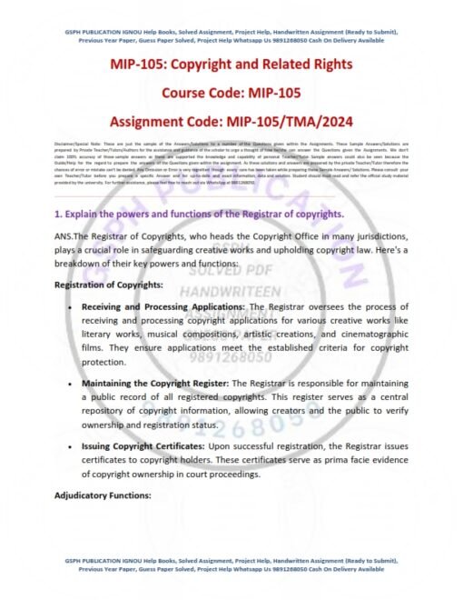 IGNOU MIP-105 Solved Assignment Jan & July 2024 English Medium