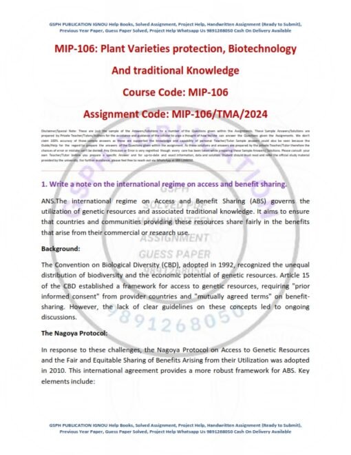 IGNOU MIP-106 Solved Assignment Jan & July 2024 English Medium
