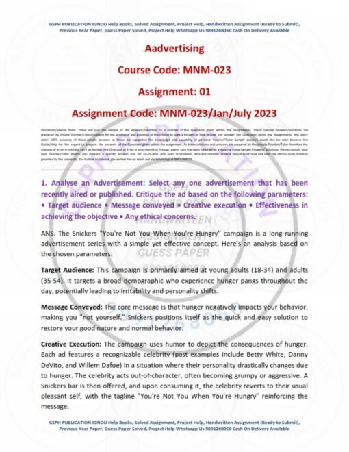 IGNOU MNM-023 Solved Assignment Jan & July 2023 English Medium