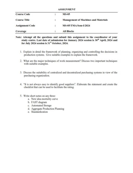 IGNOU MS-05 Solved Assignment Jan & July 2024 English Medium