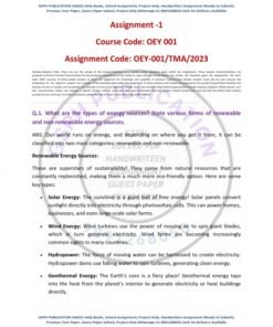 IGNOU OEY-001 Solved Assignment 2023 English Medium
