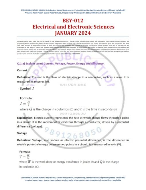 IGNOU BEY-012 Solved Assignment Jan 2024 English Medium