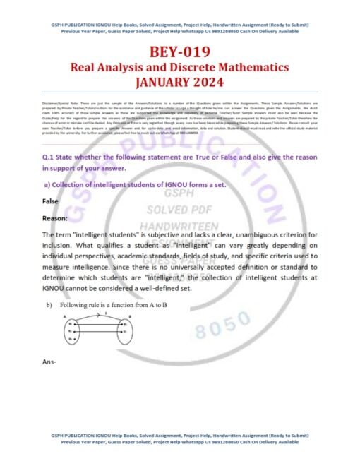 IGNOU BEY-019 Solved Assignment Jan 2024 English Medium