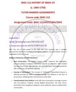 IGNOU BHIC-112 Solved Assignment 2024-25 English Medium