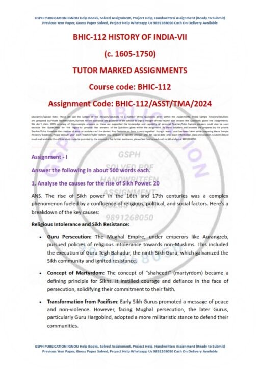 IGNOU BHIC-112 Solved Assignment 2024-25 English Medium