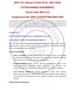 IGNOU BHIC-113 Solved Assignment 2024-25 English Medium