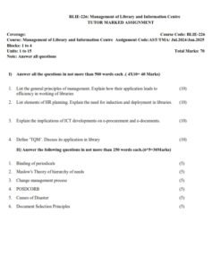 IGNOU BLIE-226 Solved Assignment 2024-25 English Medium