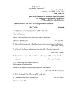 IGNOU DECE-03 Solved Assignment Jan & July 2024 English Medium