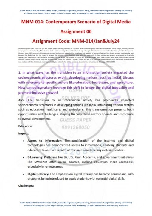 IGNOU MNM-014 Solved Assignment Jan & July 2024 Egnlish Medium