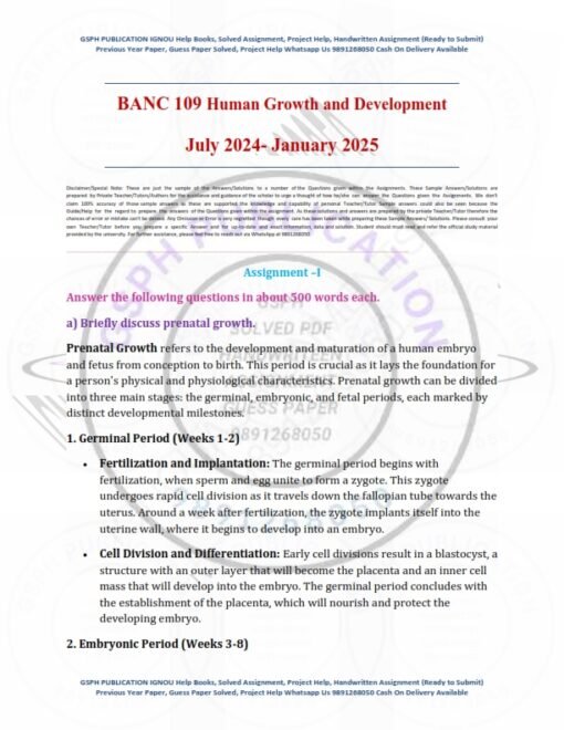 IGNOU BANC-109 Solved Assignment 2024-25 English Medium