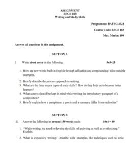 IGNOU BEGS-183 Solved Assignment 2024-25 English Medium 