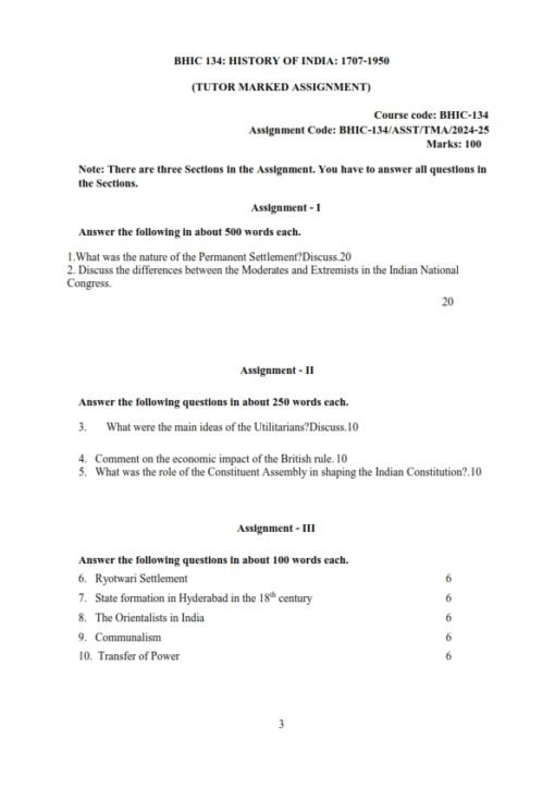 IGNOU BHIC-134 Solved Assignment 2024-25 English Medium