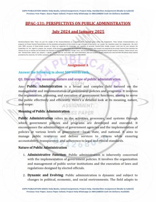 IGNOU BPAC-131 Solved Assignment 2024-25 English Medium