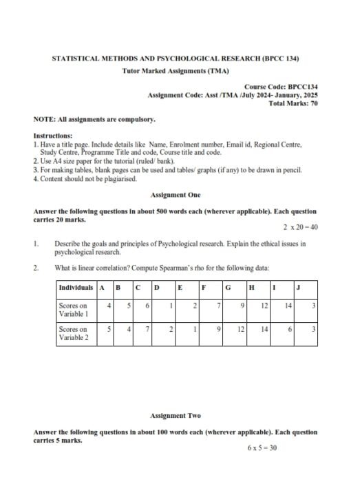 IGNOU BPCC-134 Solved Assignment 2024-25 English Medium