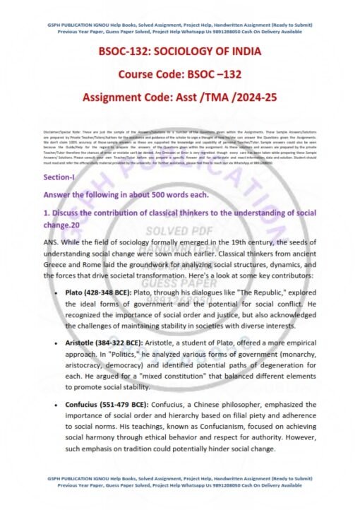 IGNOU BSOC-132 Solved Assignment 2024-25 English Medium