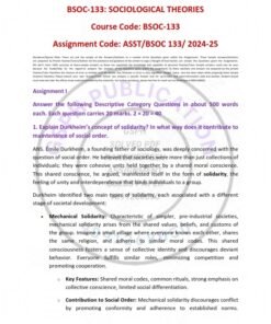 IGNOU BSOC-133 Solved Assignment 2024-25 English Medium