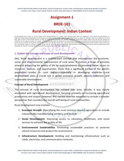 IGNOU BRDE-101 Solved Assignment 2023-24 English Medium