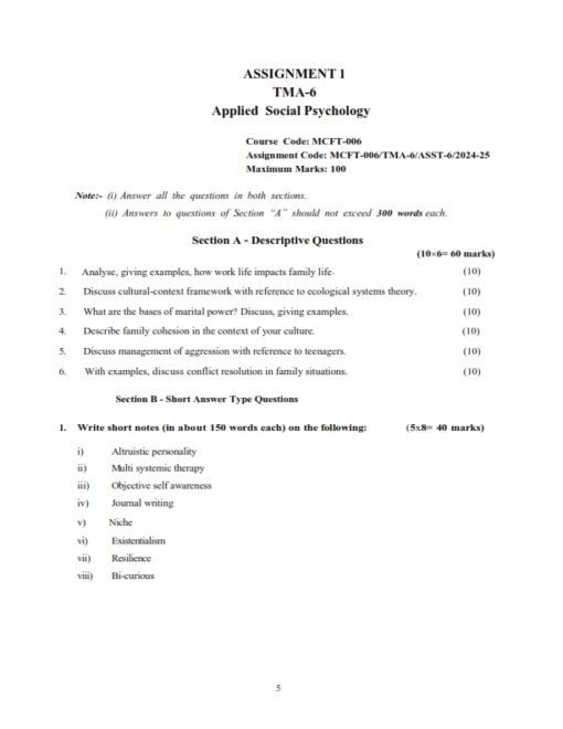 IGNOU MCFT-006 Solved Assignment 2024-25 English Medium