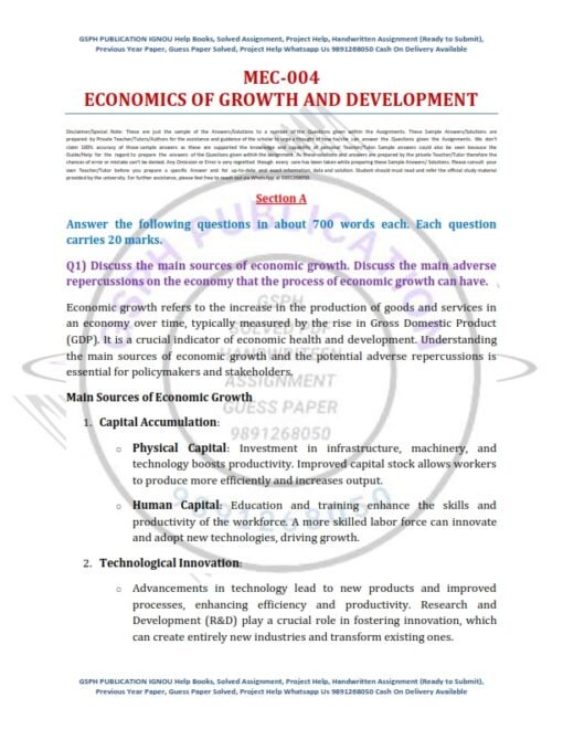 IGNOU MEC-004 Solved Assignment 2024-25 English Medium