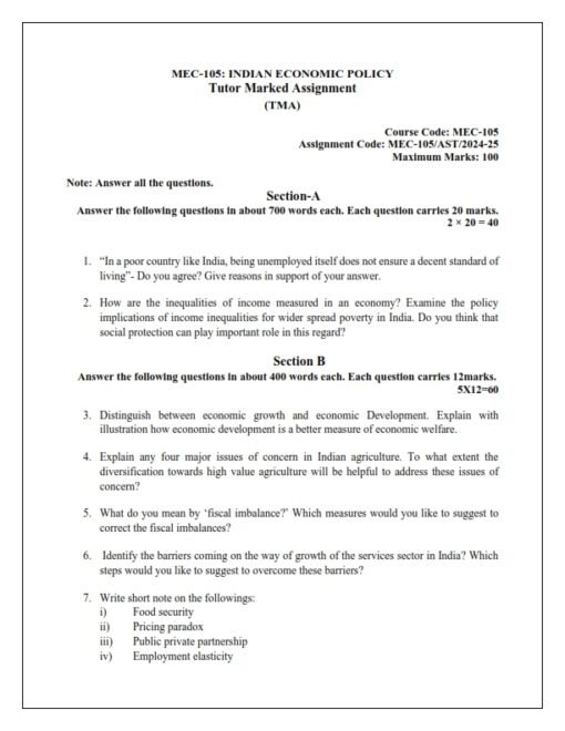 IGNOU MEC-105 Solved Assignment 2024-25 English Medium