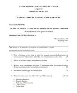 IGNOU MJM-031 Solved Assignment 2024-25 English Medium