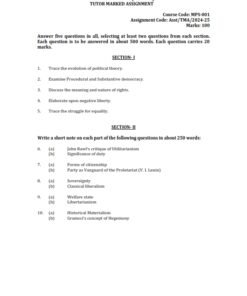 IGNOU MPS First Year Solved Assignment 2024-25 English Medium (MPS-01,02,03,04)