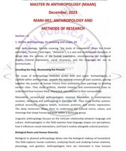 IGNOU MANI-001 Previous Year Solved Question Paper (Dec-2023) English Medium