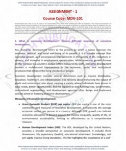 IGNOU MDV-101 Solved Assignment 2024-25 English Medium