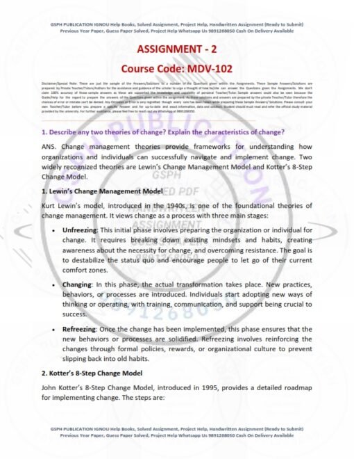 IGNOU MDV-102 Solved Assignment 2024-25 English Medium