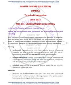 IGNOU MES-011 Previous Year Solved Question Paper (June 2023) English Medium