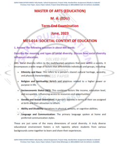 IGNOU MES-014 Previous Year Solved Question Paper (June 2023) English Medium