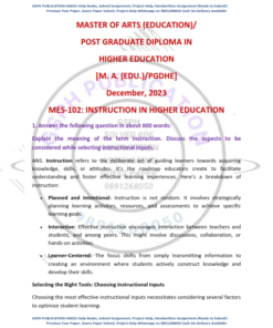 IGNOU MES-102 Previous Year Solved Question Paper (DEC 2023) English Medium