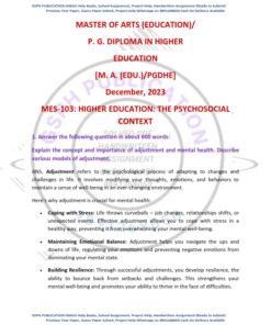 IGNOU MES-103 Previous Year Solved Question Paper (DEC 2023) English Medium