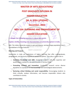 IGNOU MES-104 Previous Year Solved Question Paper (DEC 2023) English Medium