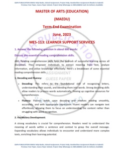 IGNOU MES-113 Previous Year Solved Question Paper (June 2023) English Medium