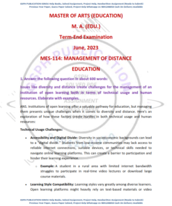 IGNOU MES-114 Previous Year Solved Question Paper (June 2023) English Medium