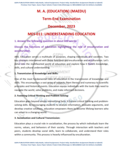 IGNOU MES-O11 Previous Year Solved Question Paper (DEC 2023) English Medium