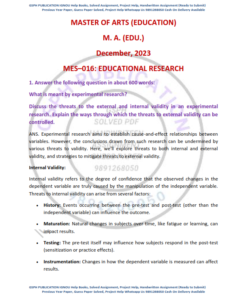 IGNOU MES-O16 Previous Year Solved Question Paper (DEC 2023) English Medium