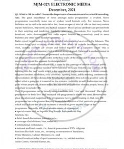IGNOU MJM-027 Previous Year Solved Question Paper (Dec-2021) English Medium