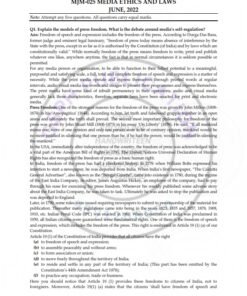 IGNOU MJM-025 Previous Year Solved Question Paper (June-2022) English Medium
