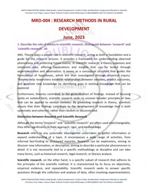 IGNOU MRD-004 Previous Year Solved Question Paper (June 2023) English Medium