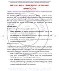 IGNOU MRD-102 Previous Year Solved Question Paper (Dec2023) English Medium